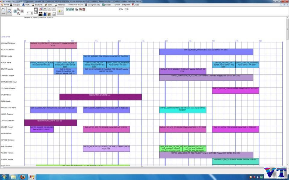 Vue hebdomadaire d'un prof